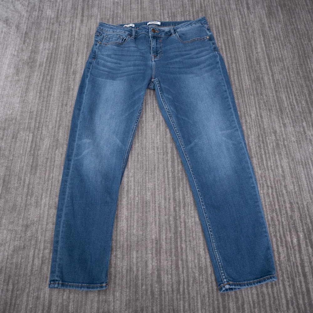 Vigoss Thomson Tomboy Jeans Womens 32 Fit 35 Blue Mid Rise Straight Leg